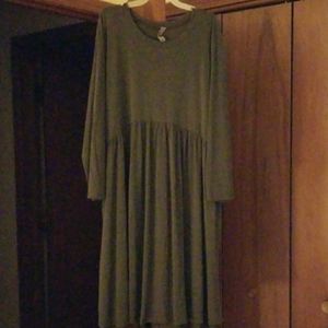 Olive green baby doll dress with floral cover up